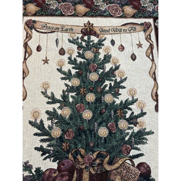 Vicky Howard ‘Peace on Earth’ Christmas Tapestry Throw Blanket Tree Fringe Cottn - Picture 5 of 9